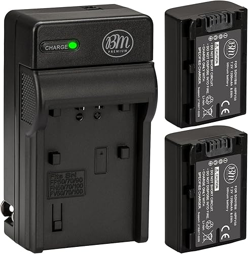 BM Premium - Paquete de 2 baterías NP-FV50 para videocámara Sony HDR-PJ200 HDR-PJ260V HDR-PJ580V Handycam + más
