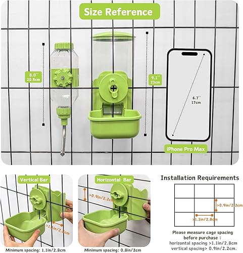 Vista 4 de Dispensador automático de comida y agua para mascotas, conjunto de alimentador automático por gravedad con botella de agua para jaula, estación