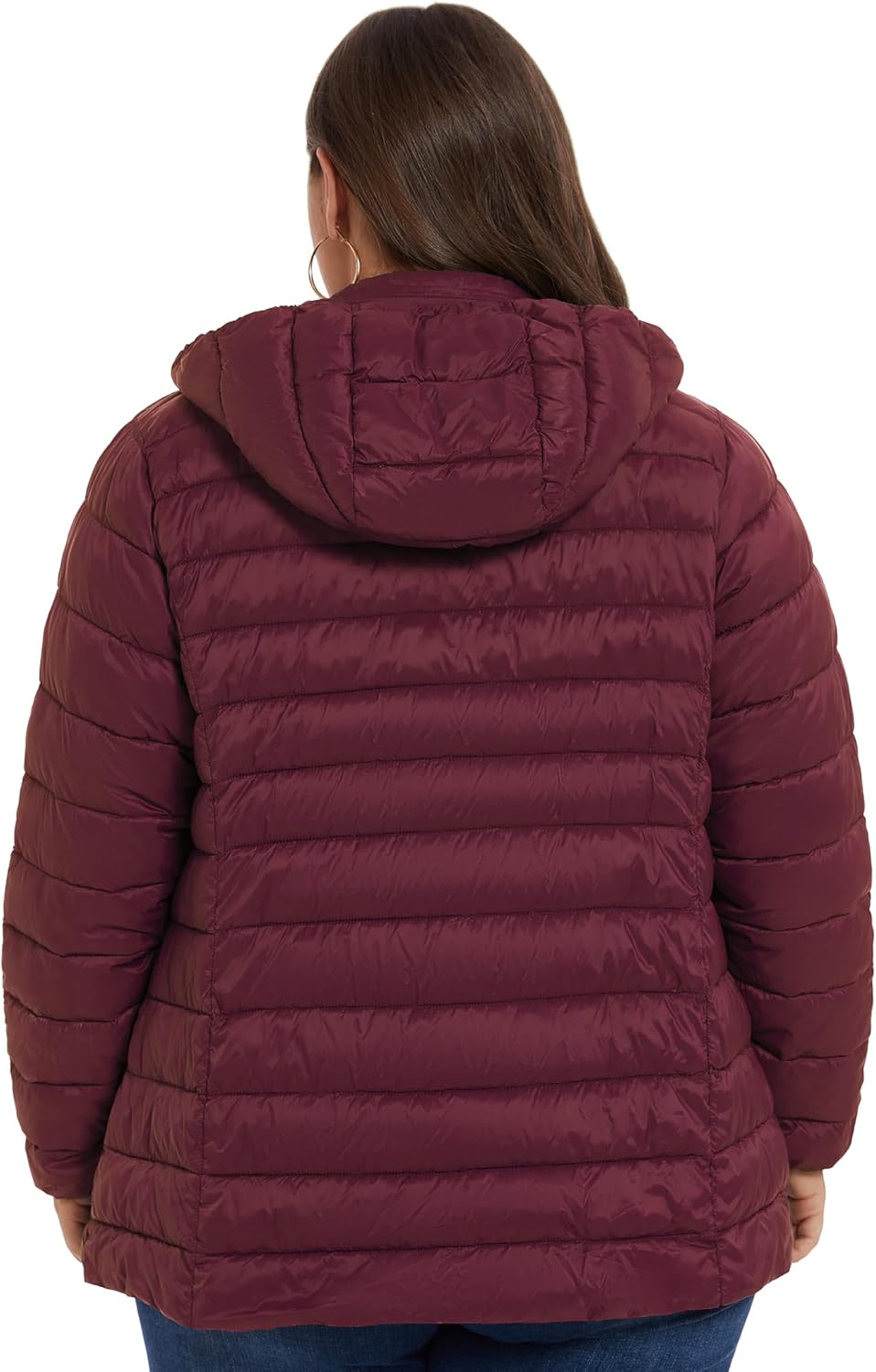 ANOTHER CHOICE Plus Size Packable Puffer Coat for Women, Light Weight Winter Jacket with Hood - Image 3