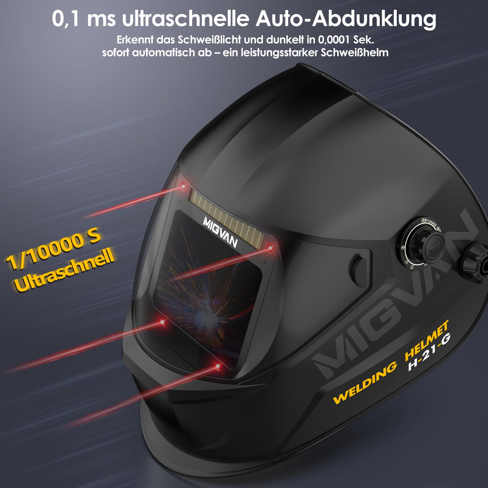 Schweißhelm Automatik True-Color, Ultra-HD 100x82mm XL-Sicht H-21-G