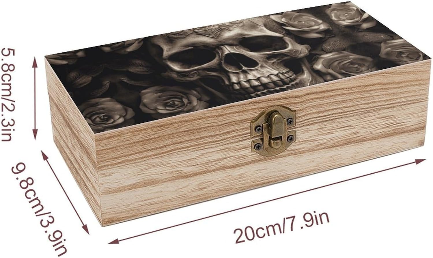 Leather Rose Skull Keepsake Box Wooden Storage Box with Lid image 2