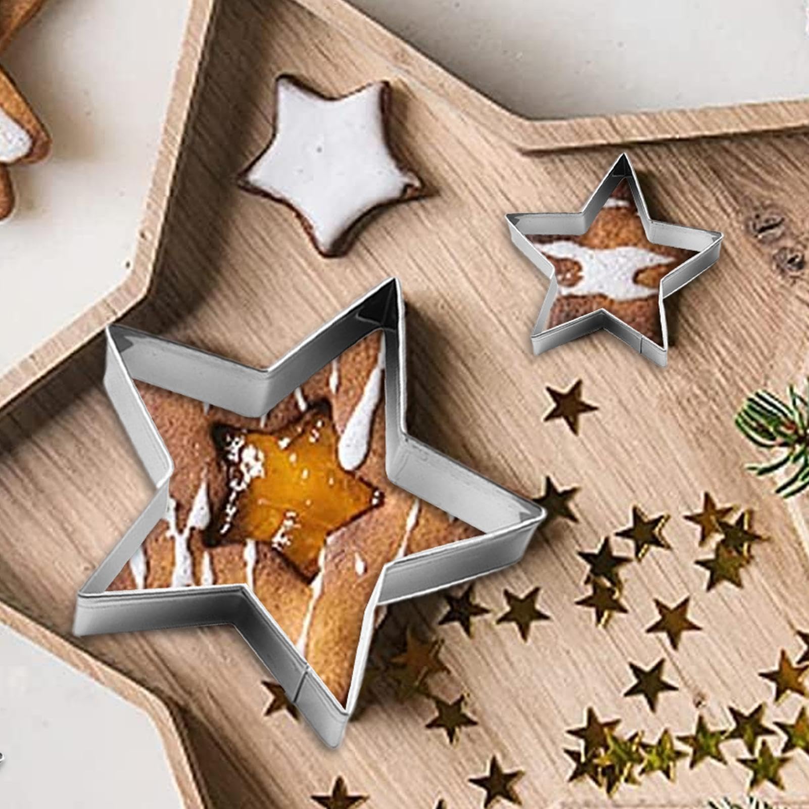 5 pz Star Cookie Cutter Set di Formine per Biscotti a Forma di Stella - Stampi per Biscotti Stella Punte - Forme Cutter Biscotti a Stella