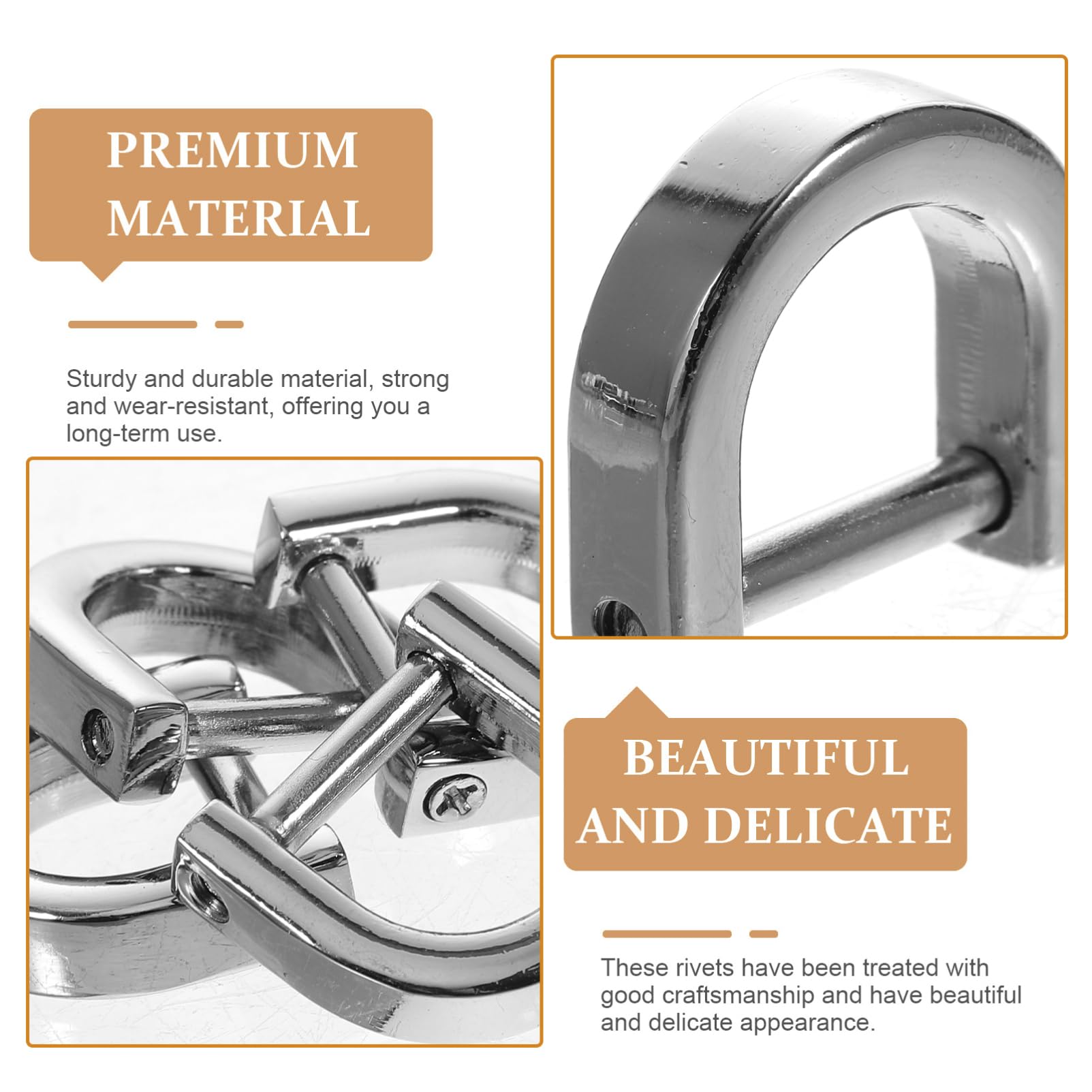 NUOBESTY Anillas en D para Bolsos Tornillo Desmontable 4 Piezas, Herrajes de Aleación de Zinc Plateada, para Mochilas y Manualidades, Accesorios Versátiles para Reparación y Reemplazo
