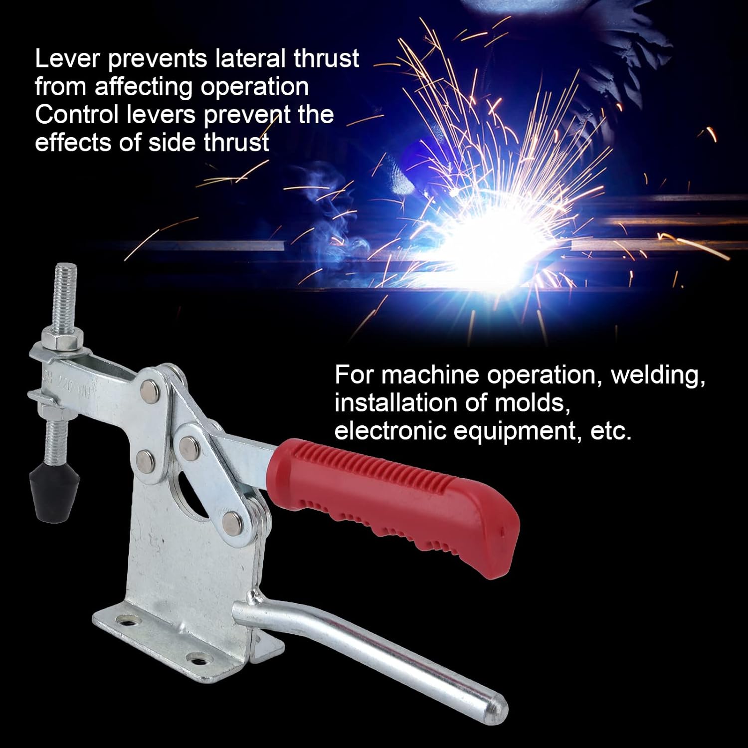 Hand Tool Toggle Clamp Vertical Handle Hold Down Quick Release Heavy Duty Chucking Power 400kg Double Handle Woodworking Fixture for Home Decoration Equipment Installation Iron