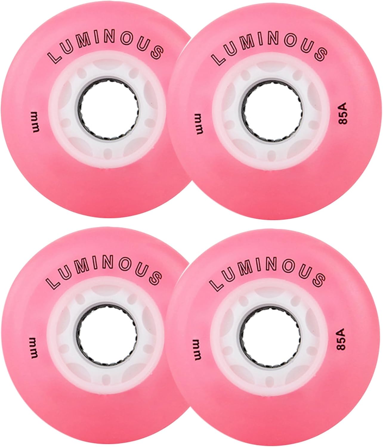 4 Pack Upgrade Light Up Roller Skate Wheels 85A Inline Skate Wheels, Luminous Flash LED Wheels Indoor Outdoor PU Lighting Skating Wheel