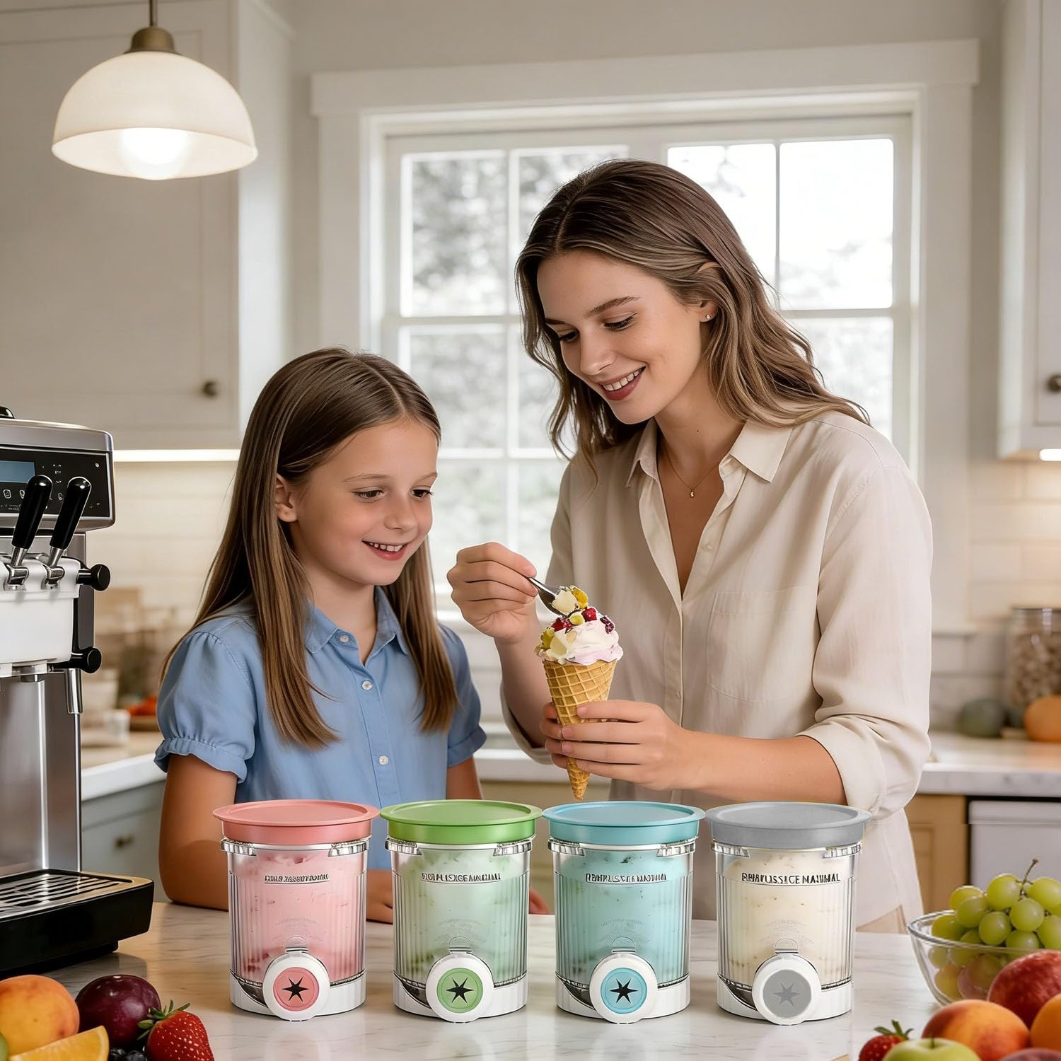 Lot de 4 Pots pour Ninja Creamy Deluxe NC700 NC701,480ml Pot pour Ninja Creamy Swirl,Accessoires pour Ninja Machine à Glace,Sans BPA avec Couvercles Étanches et Lave Vaisselle