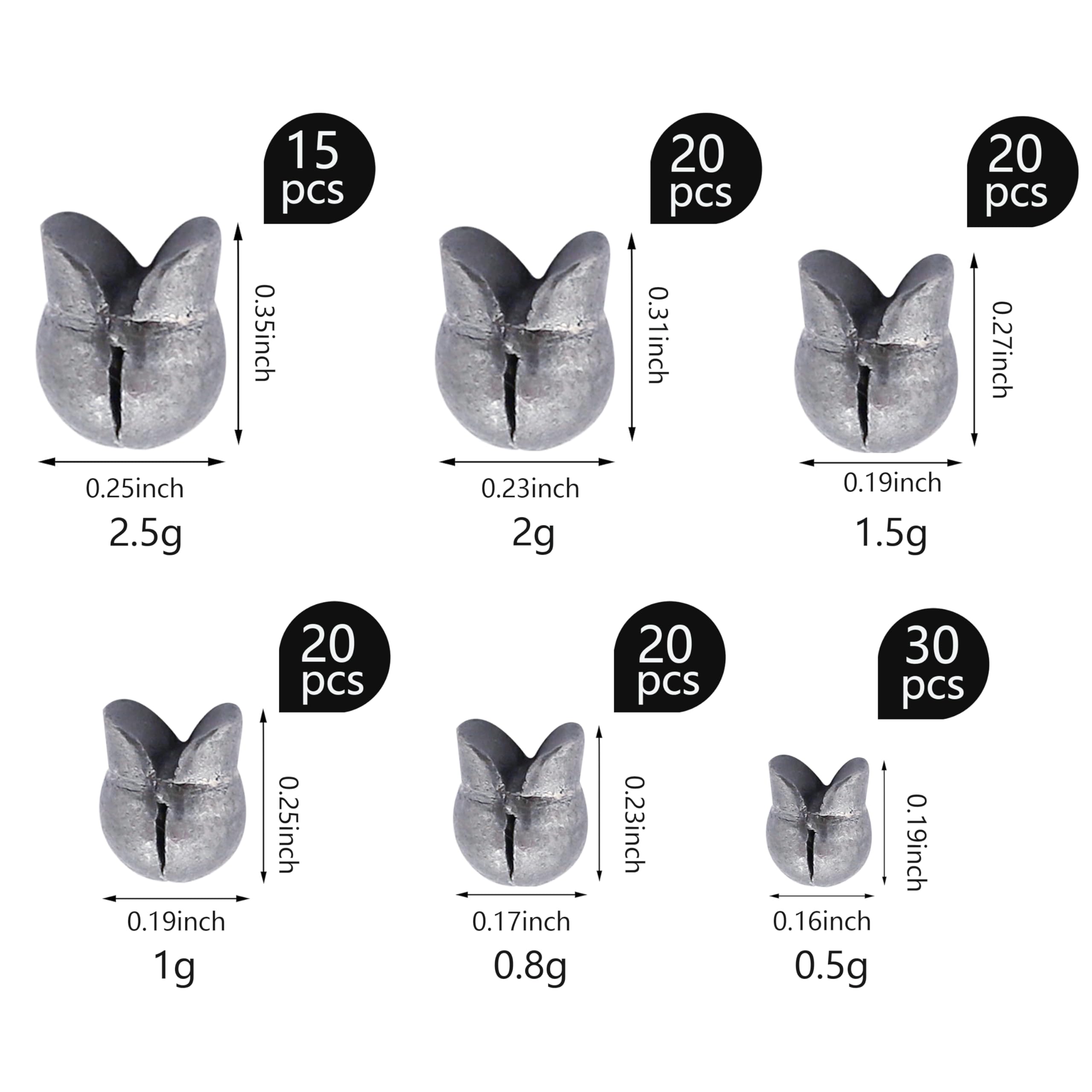 Split Shot Fishing Weights Round Removable Fishing Sinkers for Fly Bass Fishing Casting 6 Sizes