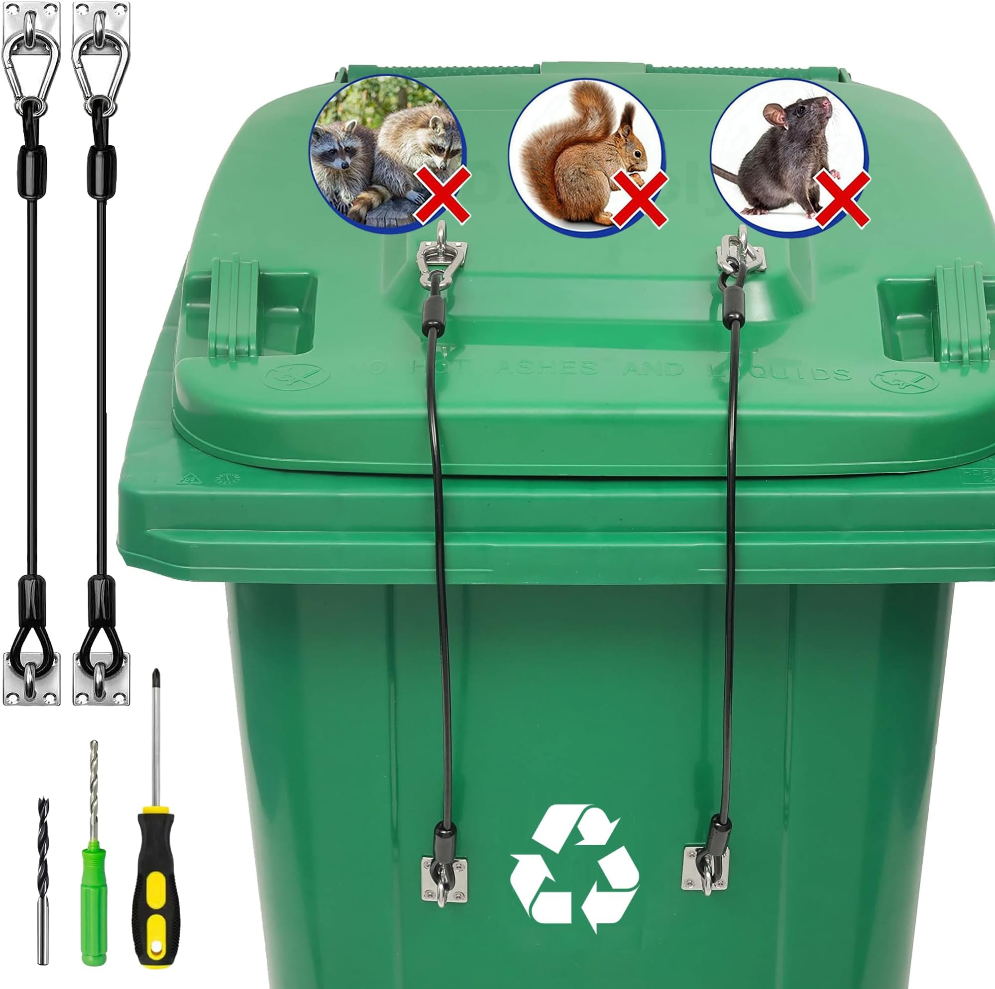 ziyue 2 Set Trash Can Lid Lock 21.6" Heavy Duty Bear Proof