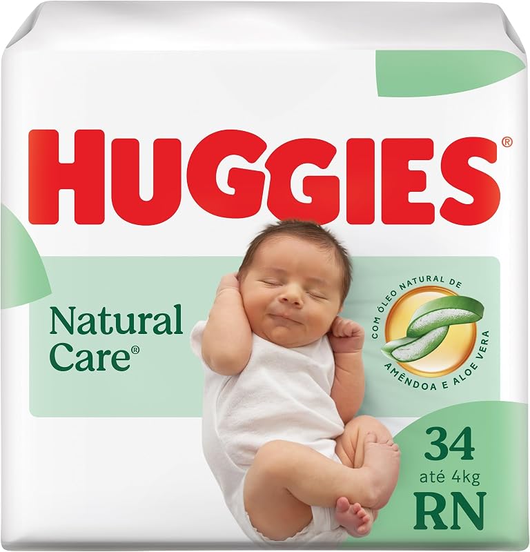 Huggies Fralda Descartável Premium Natural Care RN - 34 Un