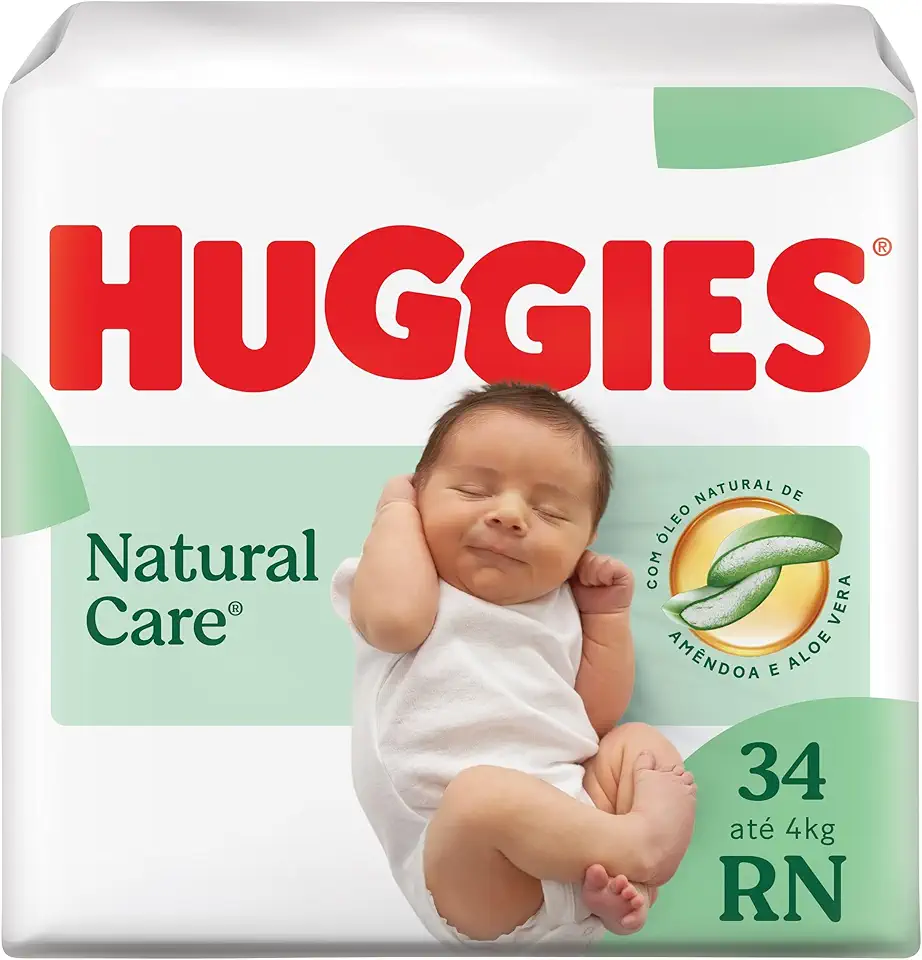 Huggies Fralda Descartável Premium Natural Care RN - 34 Fraldas