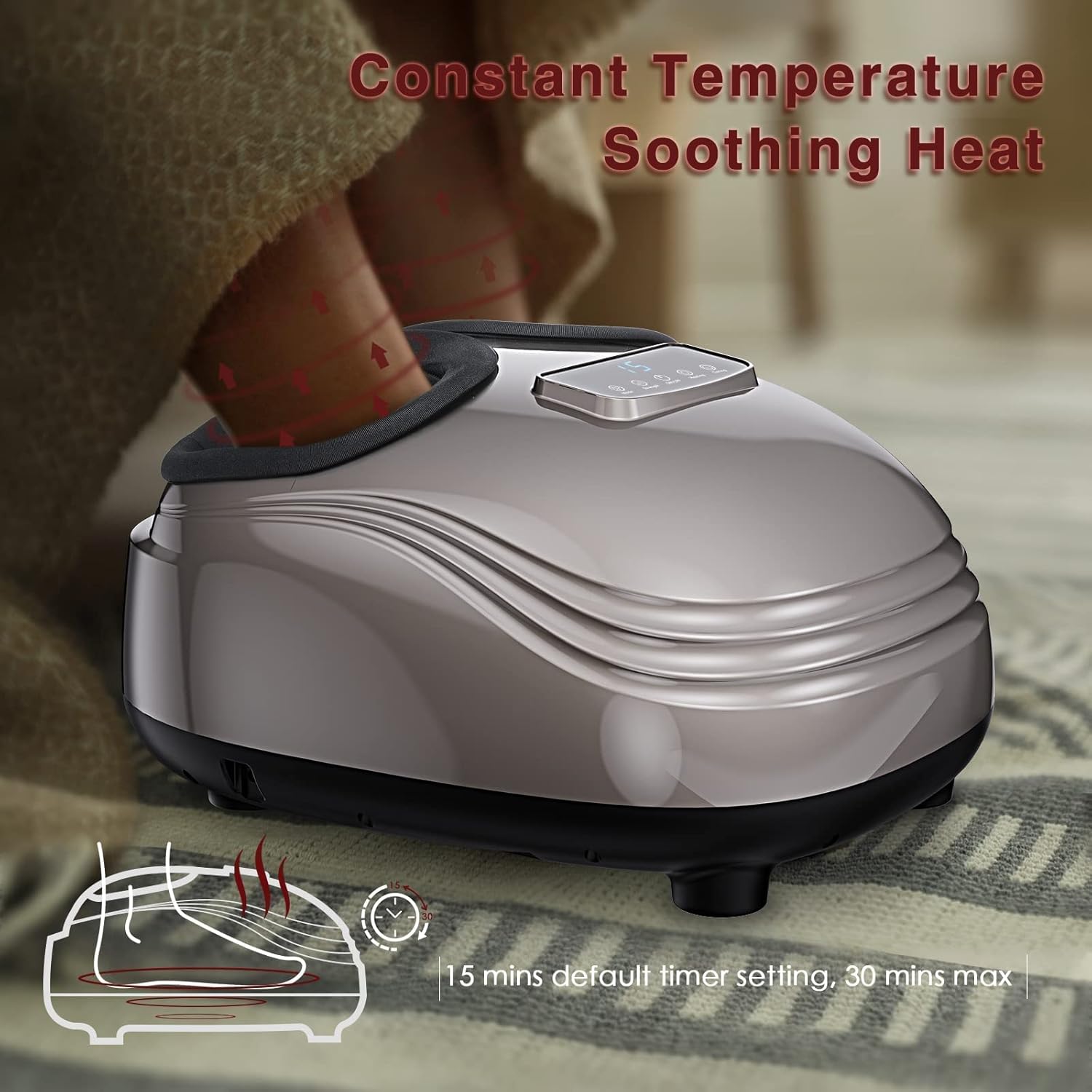 Electric Foot Massager, Shiatsu Kneading Foot Massager Machine with Heat Relieve Foot Pain and Improve Blood Circulation for Home Office Use : Health & Household