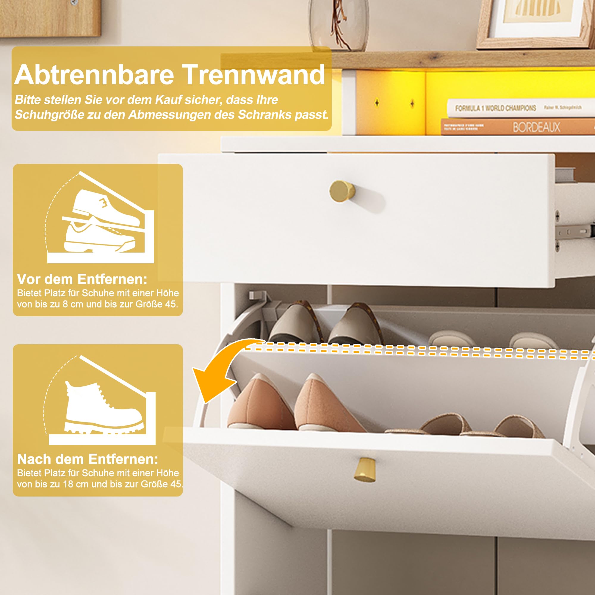 Generisch 3-teiliges Flur Garderoben Set mit LED, Spiegel & Schuhschrank