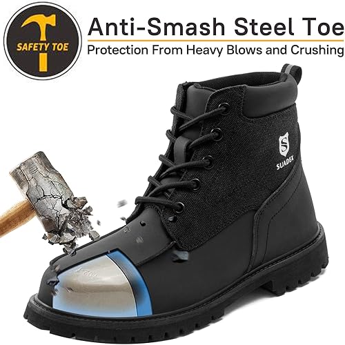 Miniatura 2 de SUADEX Botas con punta de acero para hombre, impermeables, zapatos de trabajo unisex indestructibles