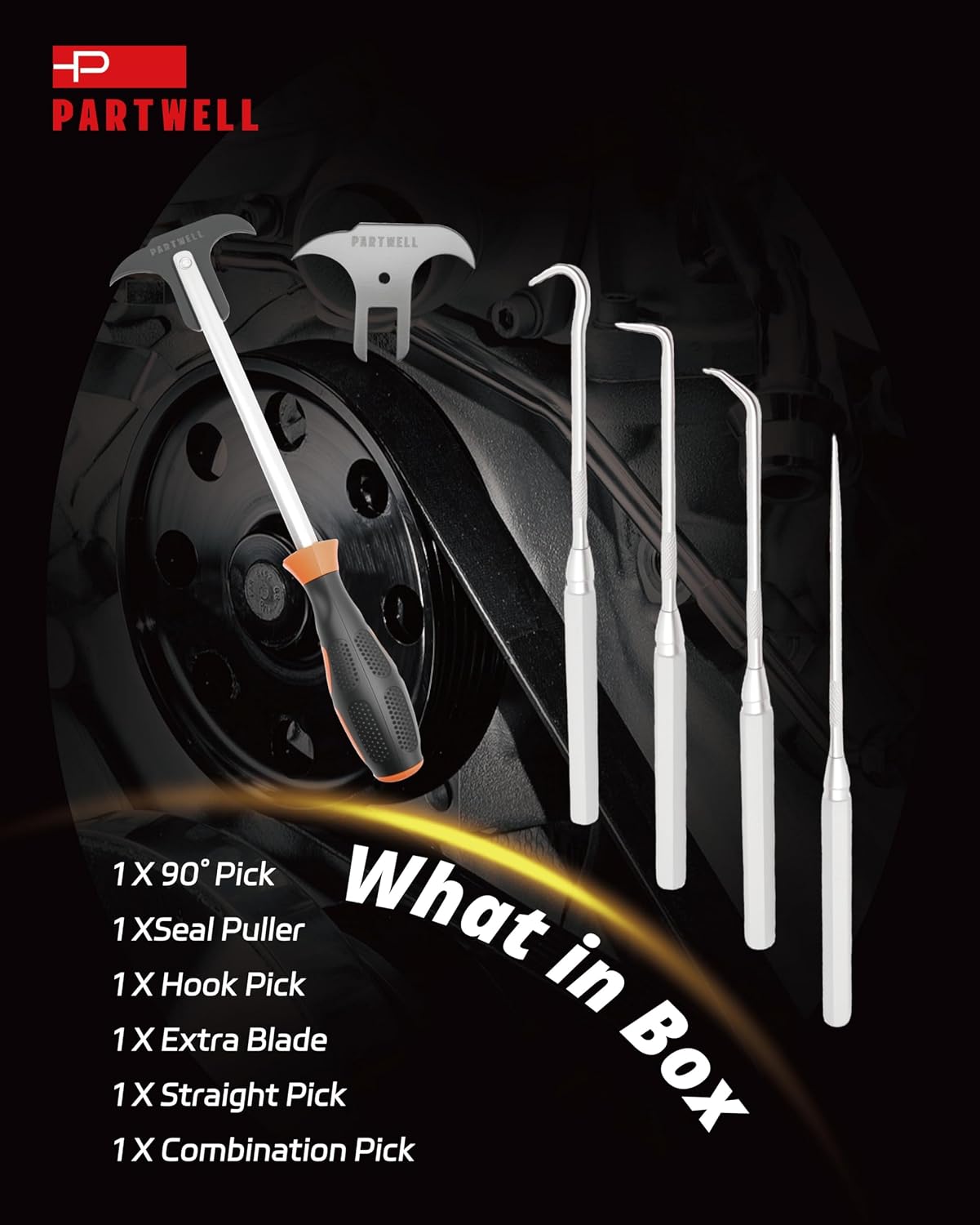5PCS Seal Puller & Pick and Hook Set for Automotive, Includes Extra Blade, Universal Tool Kit for Oil/Grease Seals Removal & Installation