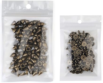 100 Sets 9MM Bronze Spikes and Studs Metal Bullet Cone Spikes Screw Back Leather Craft Rapid Rivet Screws Punk Studs and Spikes for Clothing Shoes Leather Belts Bag Rivets 11/32 Inch
