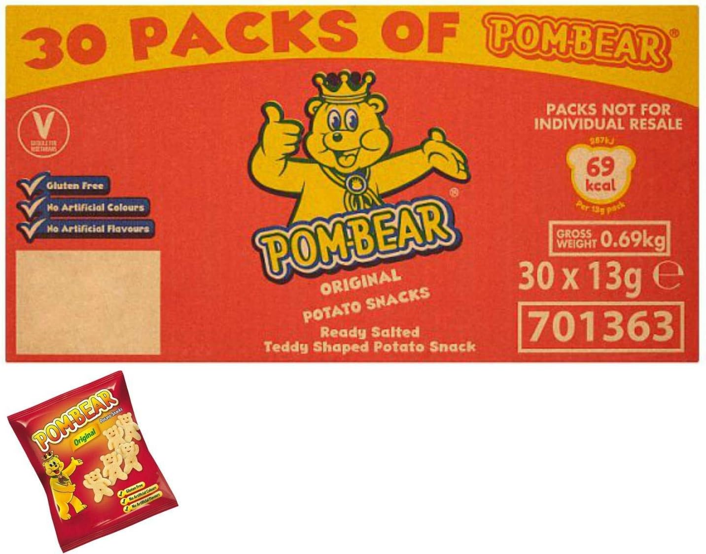 Pom-Bear Original Potato Snacks 30 x 13g Gluten Free