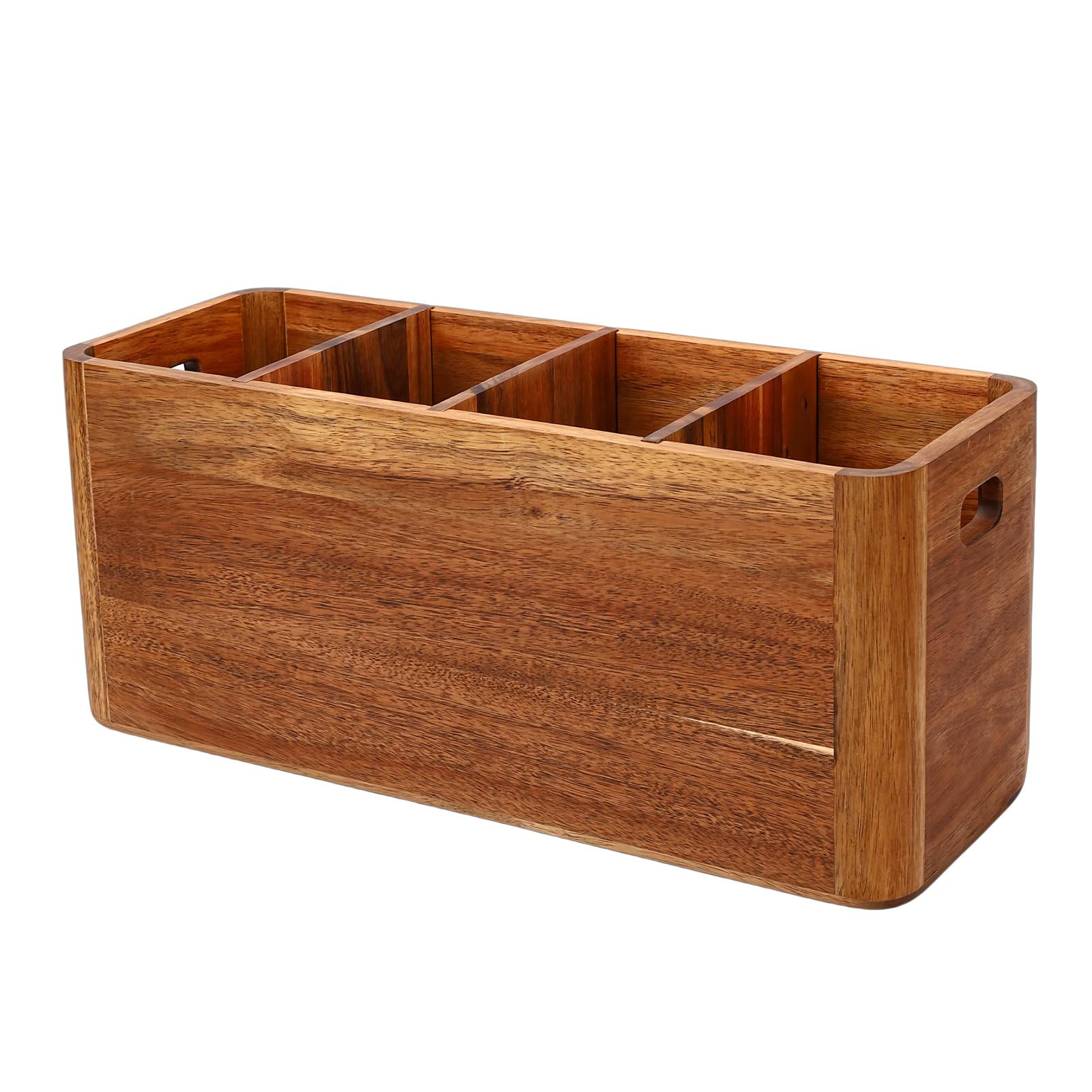 Ausla Utensilienhalter, Küchenutensilienhalter aus Holz mit 4 Fächern, Herausnehmbaren Trennwänden, Besteck-Organizer für Löffel, Gabeln und Kochutensilien, 15,75 X 5,91 X 6,69 Zoll