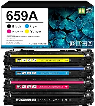 659A Toner Cartridges Compatible for W2010A W2011A W2012A W2013A Toner | with New Chip for Enterprise M856,Enterprise MFP M776 Series Printer 4-Pack Black Cyan Magenta Yellow