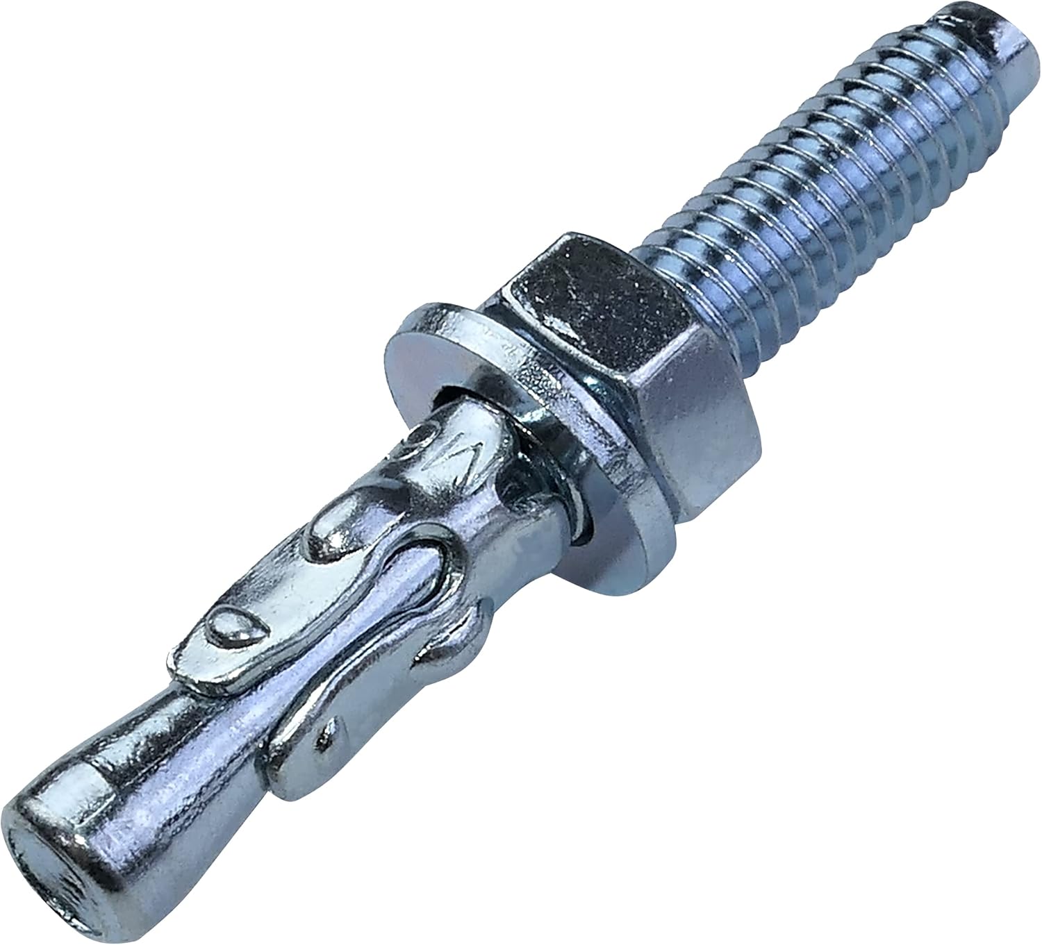 C53999-10x Long Thread Anchor Bolts, Threaded Rod Anchor - M6 x 45 mm - Zinc Plated Steel - for Concrete, Stone