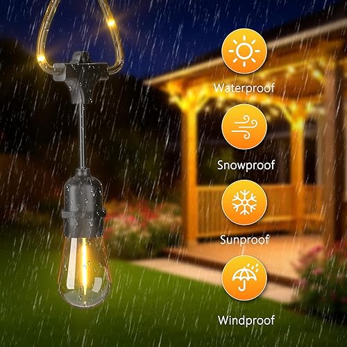 Miniatura 5 de Outdoor String Lights with Lighted Tubing, 24 ft Outside String Lights with 13 (12+1spare) S14 Retro Bulbs & 72-LED Lighted Fairy Tubing, IP65