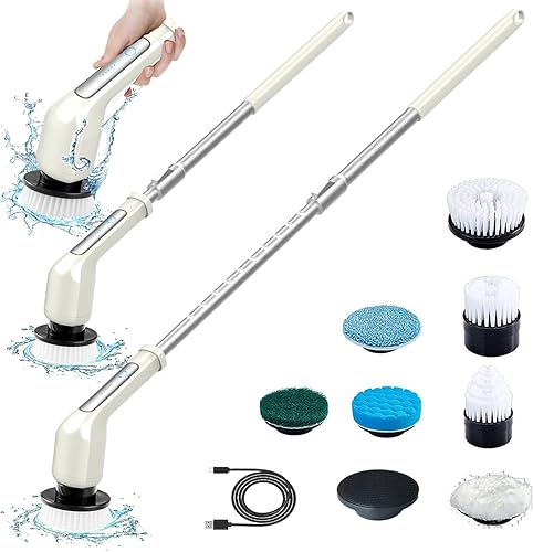 Miniatura 1 de Limpiador eléctrico inalámbrico giratorio de 2500 mAh IPX7 impermeable para bañera y azulejos, suministros de limpieza de baño, limpiador de ducha