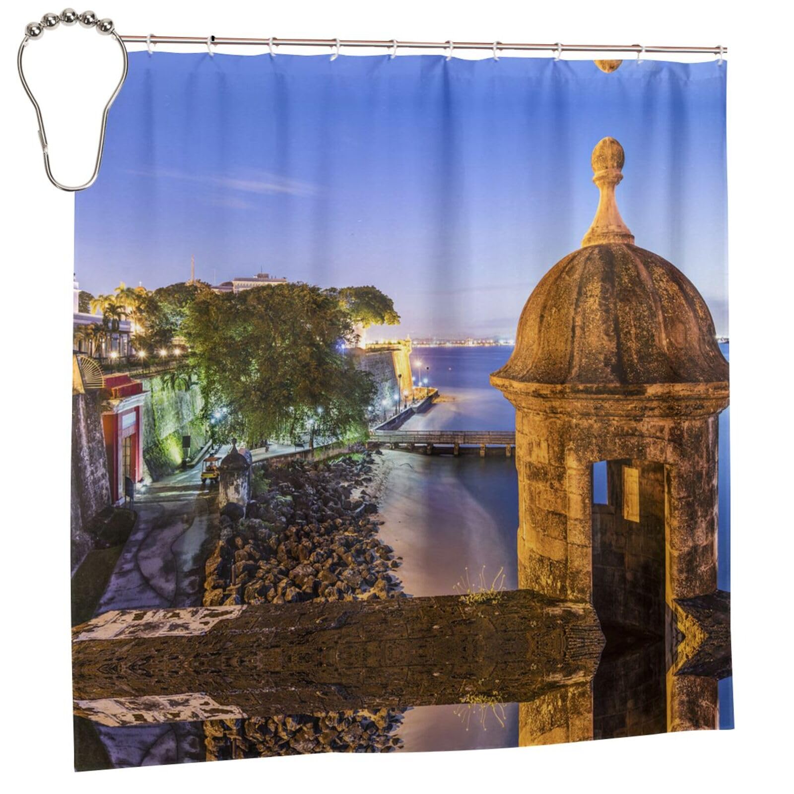 Rideau de douche imperméable Porto Rico 183x183cm pour salle de bain d'hôtel et maison