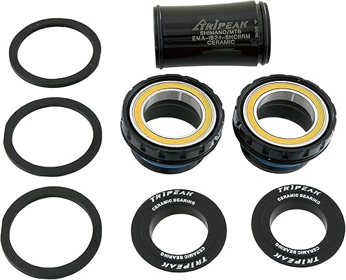 Miniatura 4 de TRiPEAK Soporte inferior BSAITAC60CR1T47, con rodamientos de cerámica para bielas Shimano Hollowtech II de 0.945 in, BB roscado compatible con Trek,