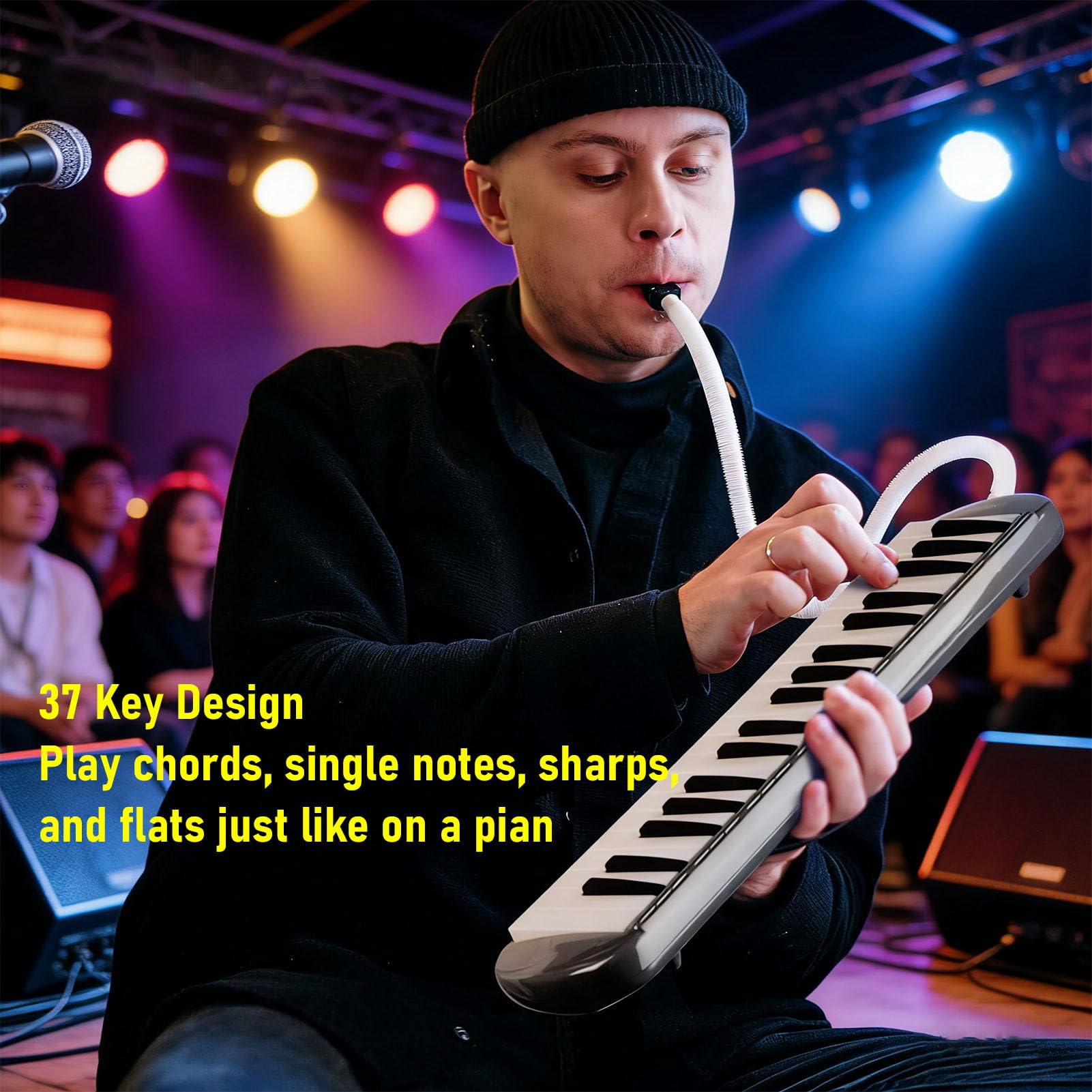 Generic Melodica a 37 Tasti, Tastiera a Fiato Portatile in ABS – Kit Completo di Accessori per Principianti, Studio, Pratica Quotidiana e Performance Live