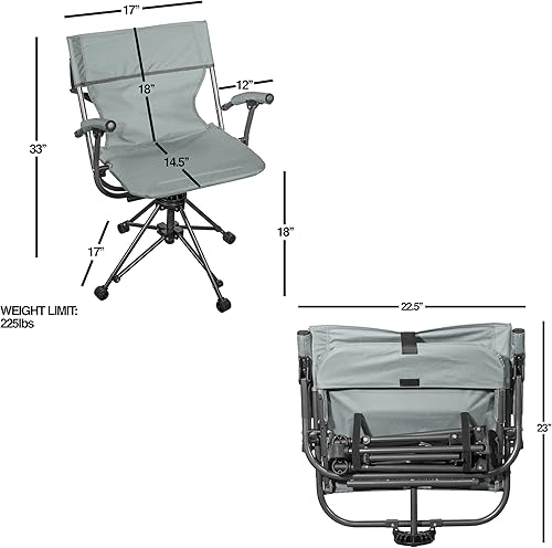 Miniatura 3 de Zenithen Silla giratoria portátil plegable para exteriores e interiores con reposabrazos (gris ahumado)
