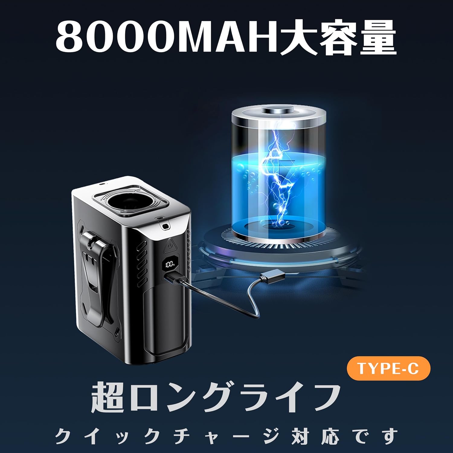 MASTORE ベルトファン 腰掛け扇風機 強力 携帯扇風機 首掛け/腰掛け/卓上 5段階風量調節 静音設計 8000mAh大容量 熱中症対策 PSE認証済 アウトドア/屋外作業/オフィス用 グレー