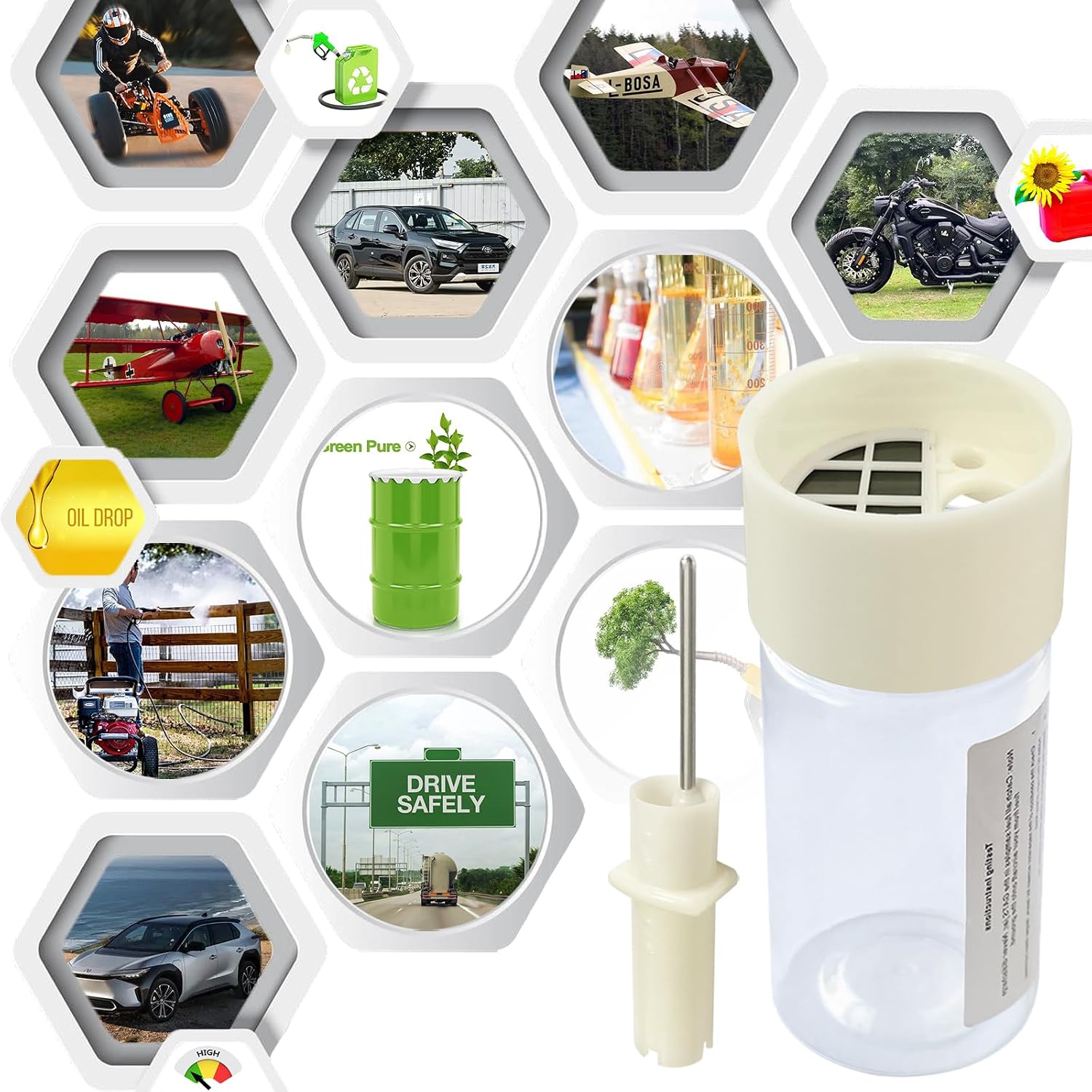 Jar Fuel Tester Aviation for Non-Ethanol Aviation Fuel - Sample Collector, Contamination Inspection, Water & Debris Separator, Safe Fuel Return