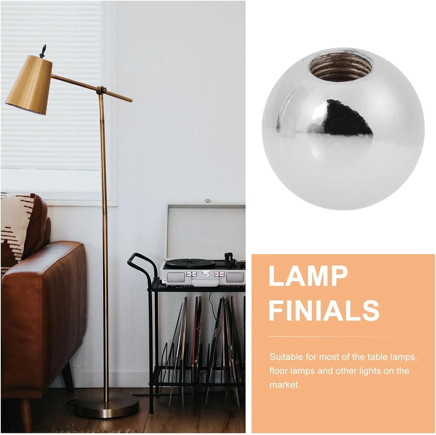 Finials for Lamps 6-Pack Ball Shape Lamp Finial, Premium Knob for Modern Light Shade Decoration