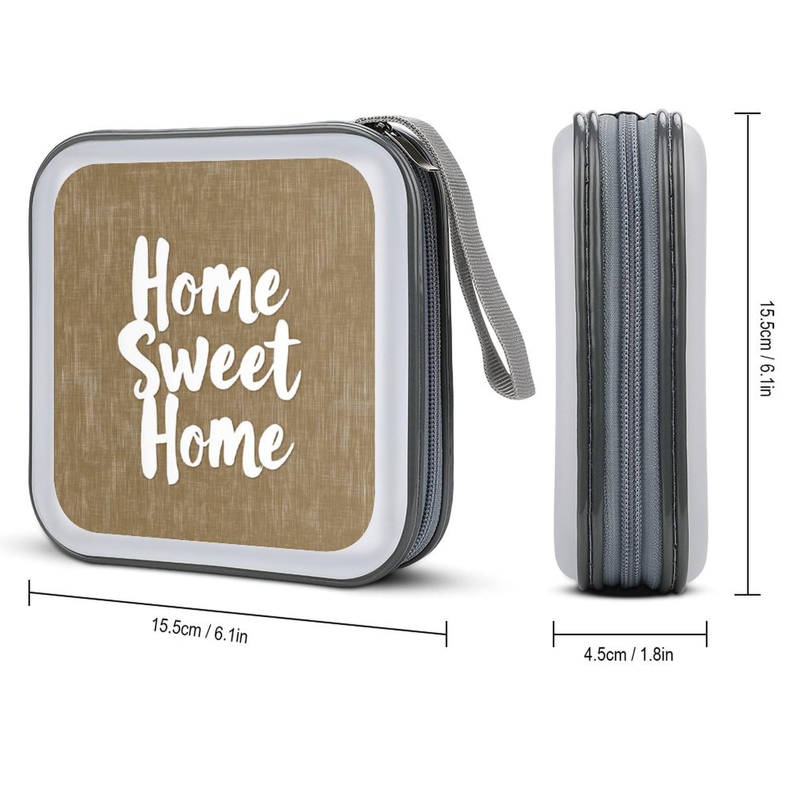 Home Sweet Home Beige Minimalist CD Case DVD Storage Case Portable