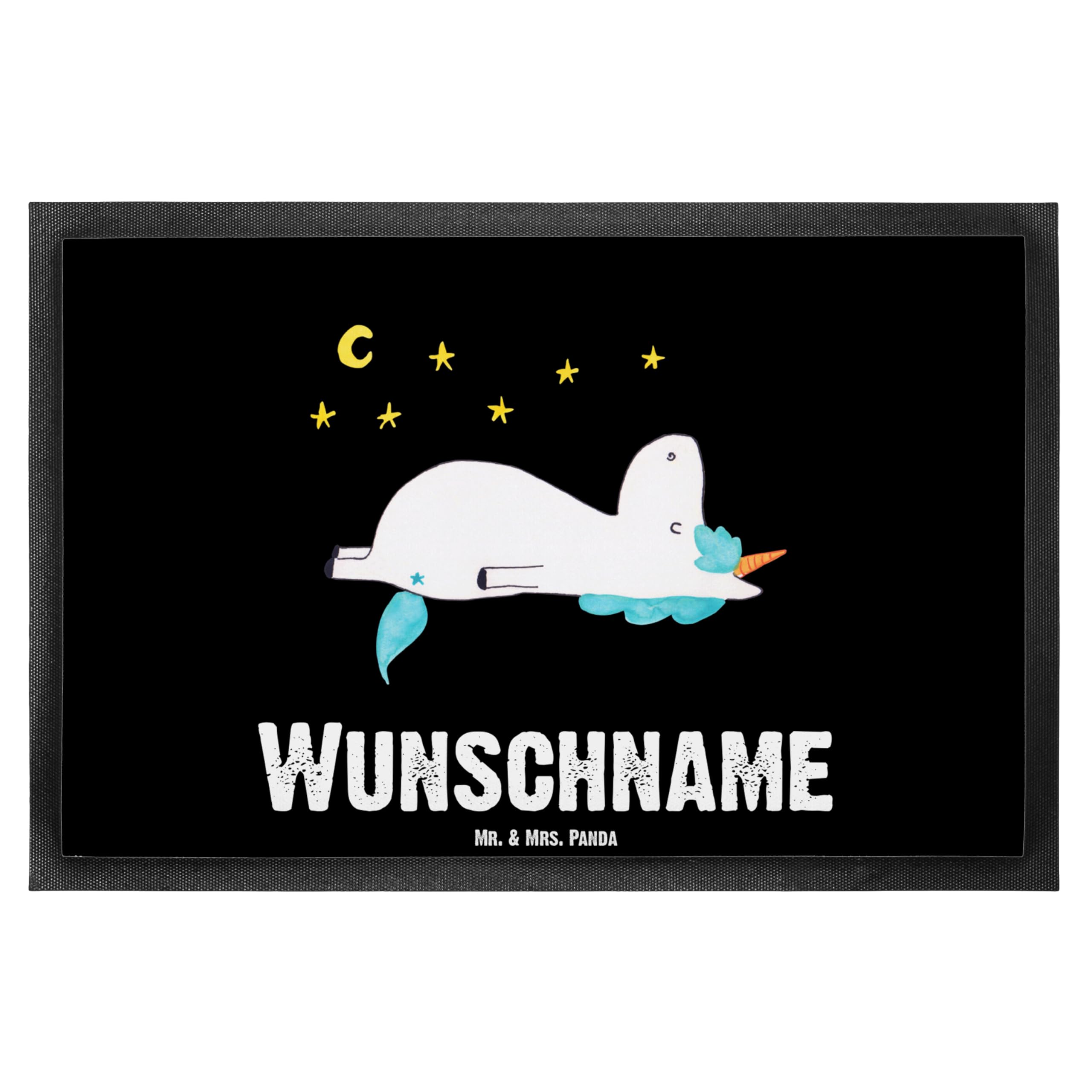 Mr. & Mrs. Panda Personalisierte Fußmatte Einhorn Sternenhimmel 40 x 60 cm - Geschenke, Unicorn, Fussmatte mit Namen, personalisiert, Individuelle, Einhörner, Sterne, Verrückt