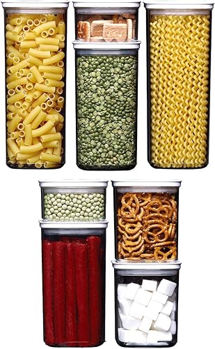 Miniatura 7 de Glad Recipientes de almacenamiento de alimentos herméticos con tapas, recipientes apilables para cereales, pasta, suministros para hornear,