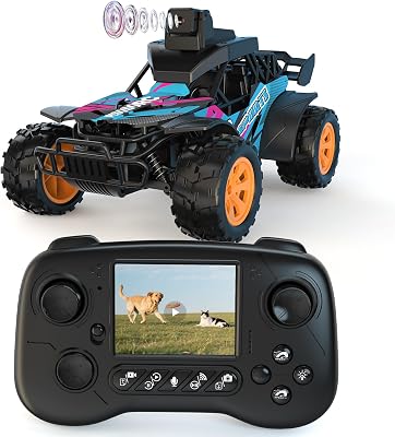Macchina Telecomandata con Telecamera, Auto a 2,4 GHz con Schermo LCD da 2,8", Telecamera Regolabile a 60°, Doppio Controllo tramite APP/Radio, 2 Velocità, Regalo per Bambino 3-10 Anni Maschio