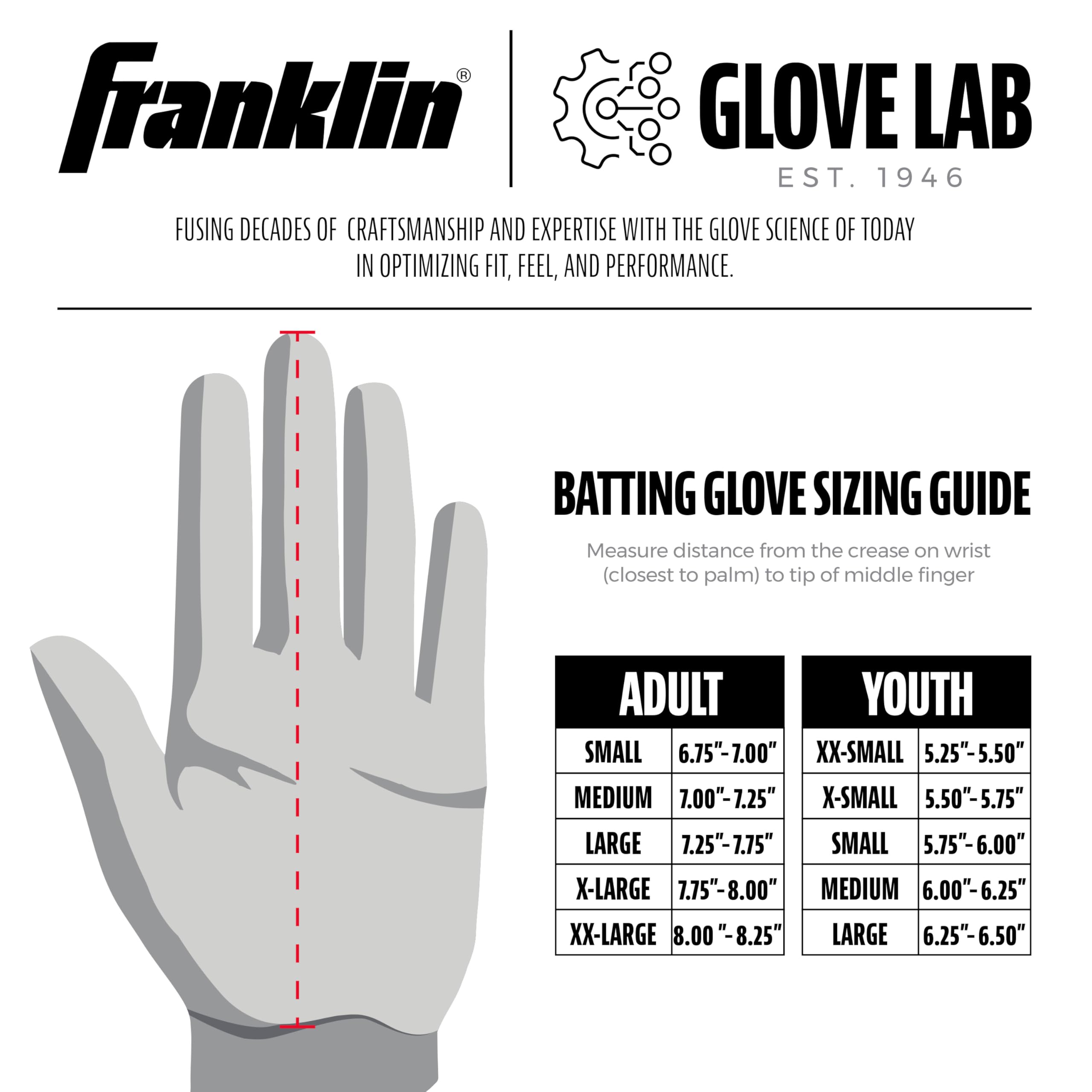 Franklin Sports 2nd Skinz Batting Glove - 2nd Skinz - Guantes de bateo Juveniles Unisex, Juvenil