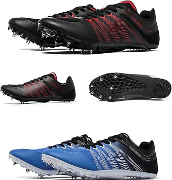 AIRFUL Professional Spikes Track Shoes Breathable Track Spikes Distance Running Shoes For Mens Womens Boys Girls Training Competition Dedicated Long Jump Athletics Shoes (Color : Black, Size : 3 UK)