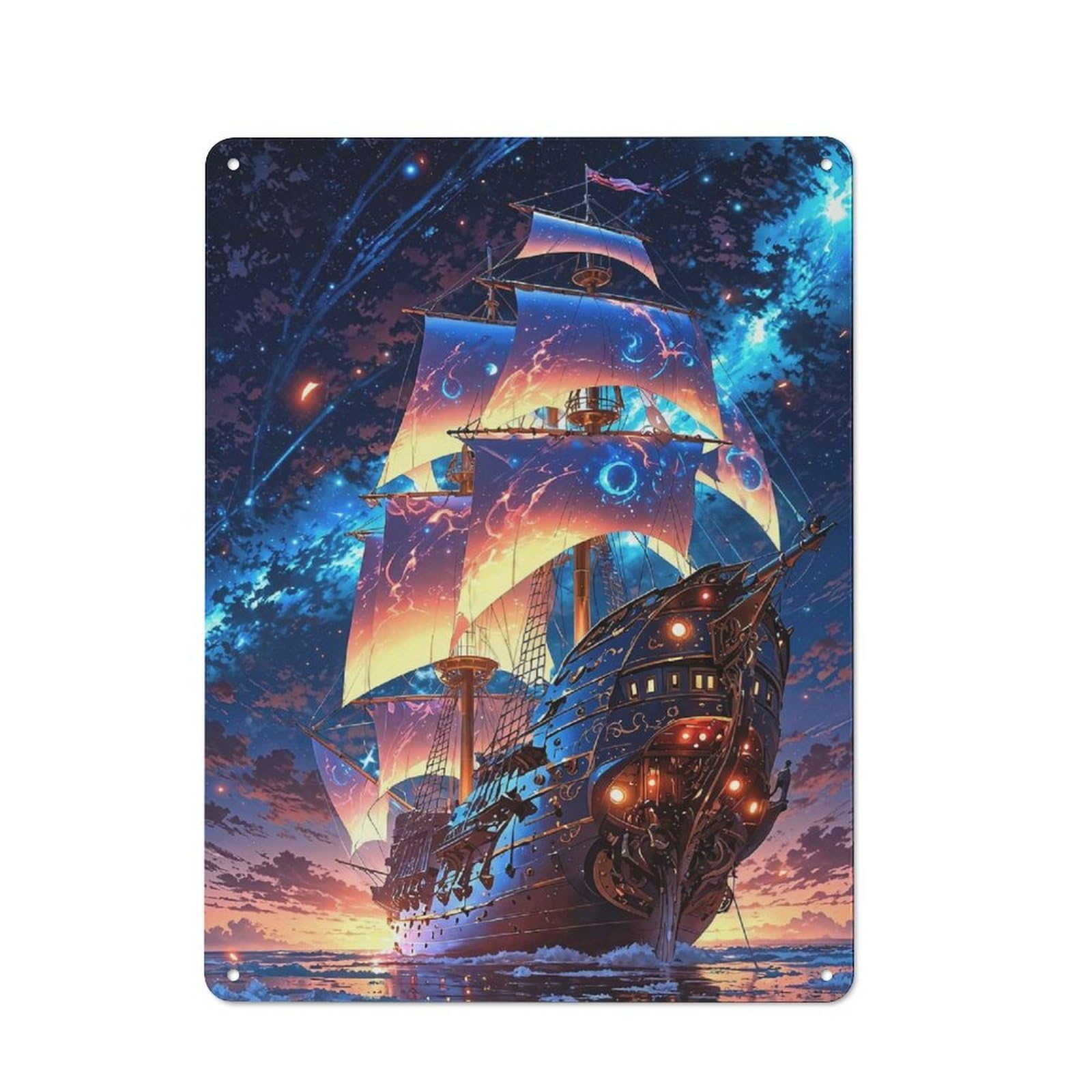 Junmoney Starbound Galleon Voyage Beyond The Sky Tin Wall Plaque 40X30cm With For Pub Or Café, For Hospitality Wall Decor Collectors