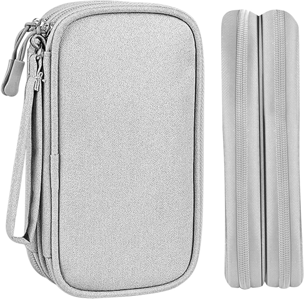 Portable Cable Organiser Bag Travel Organiser Double-Layer Cable Organiser Bag All-in-One Electronics Case for Tech Accessories, Charger, Power Bank, Earphone, Holiday Essentials for Men Women - Grey