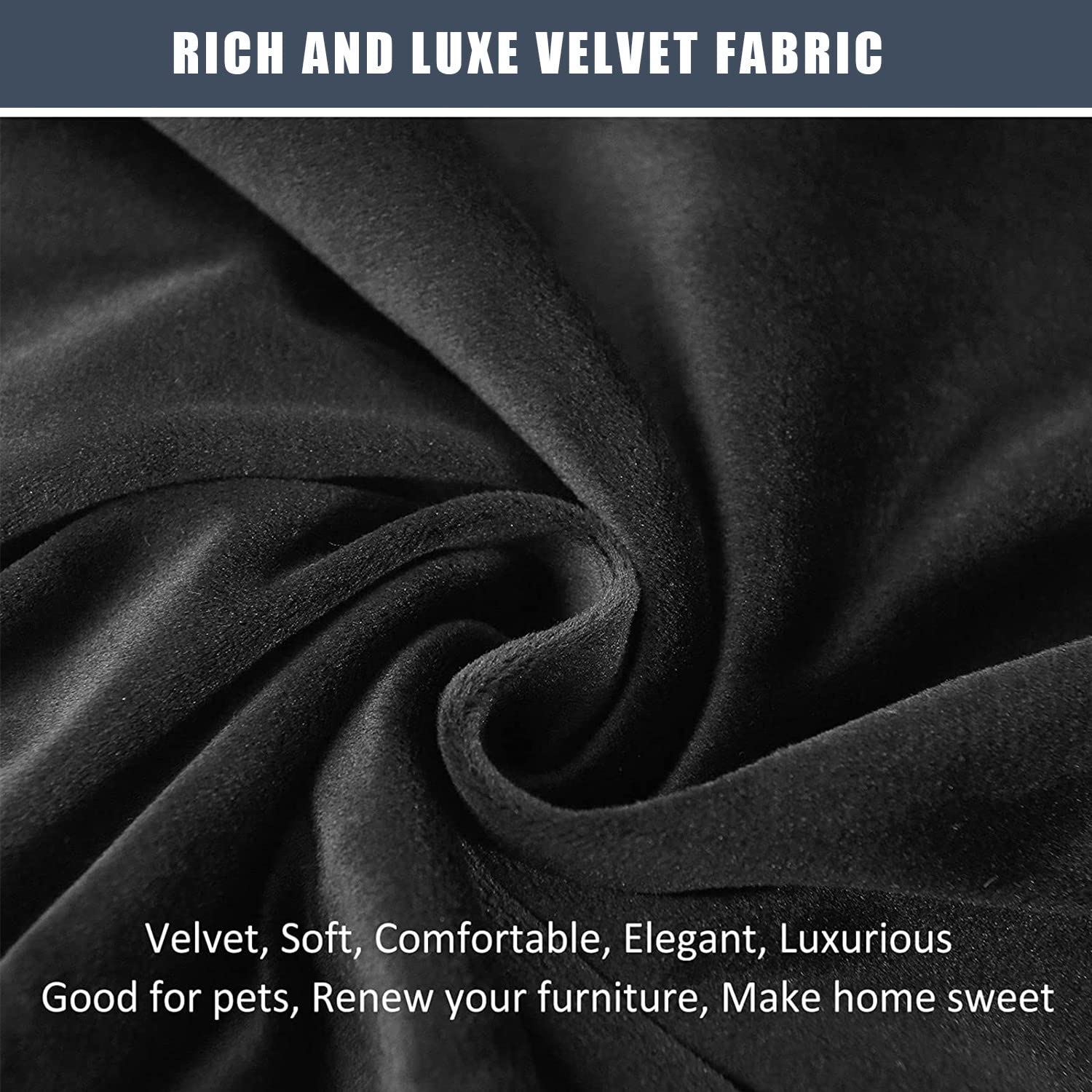 4-teilige Samt Ruhesessel Bezüge, Stretch Velvet Plush Relaxsessel Bezug für Wohnzimmer mit Seitentasche, Sesselschoner für Fernsehsessel, Sitzbreite 58-89cm (Schwarz)