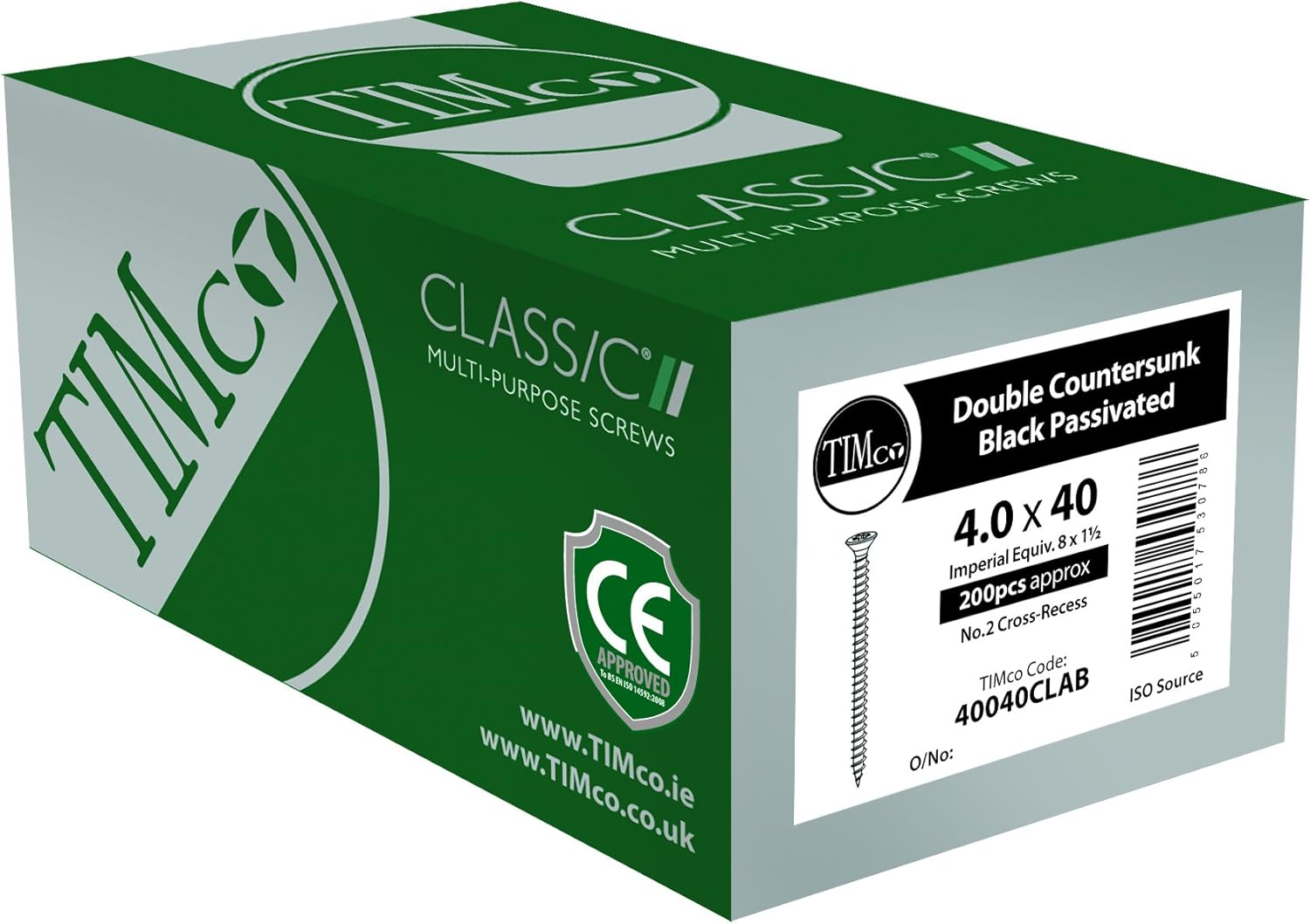 35016CLAB PZ2 CSK Classic Screw 3.5 x 16 - Black (Box of 200)