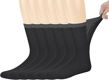 Yomandamor Best Mens Mid-Calf Diabetic Socks With Seamless Toe,6 Pairs L SizeSocks Size10-13