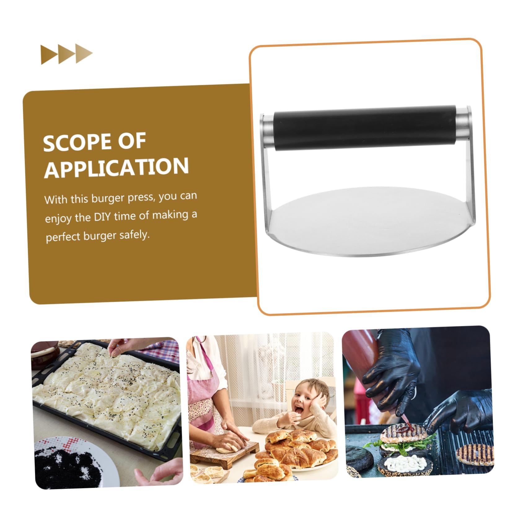 Toyvian Pressa per Hamburger in Acciaio Inox Manico Ergonomico da Cucina