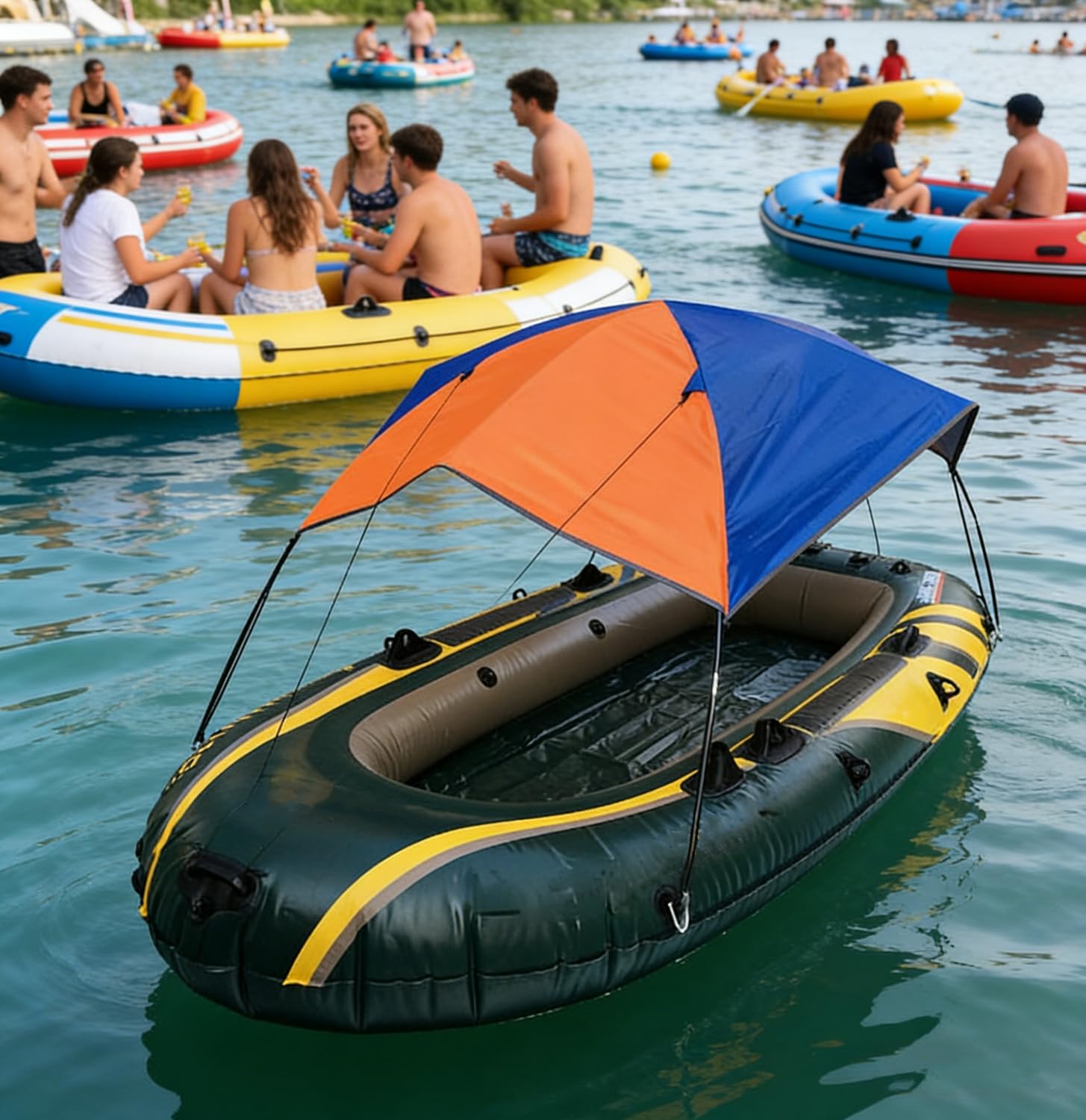 Parasole gonfiabile per barca, impermeabile e antistrappo, pieghevole e portatile, per 4-5 persone, tenda universale adatta per kayak