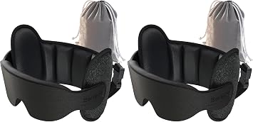 SARISUN Upgraded Travel Pillow, U-Shaped Airplane Head Strap for All Heights, 360 Support, 3D Sleep Mask, 100% Light Blocking, Long Flights Essentials Headrest, Stop Bobblehead, Black Pack of 2