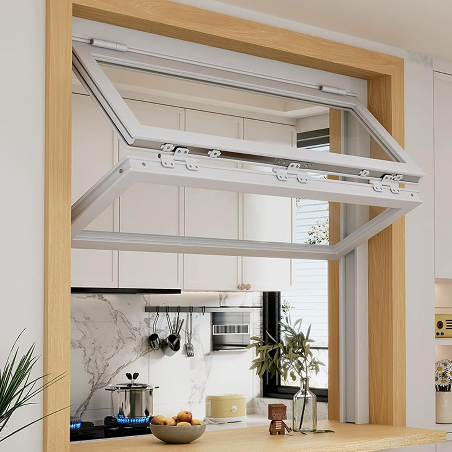 JKGHK Vertical Sliding Service Window, Coffee Shop Concession Stand Window with 5mm Tempered Glass, Shed Food Truck Folding Windows, Portable Concession Windows(Black,32x24in/81x61cm)