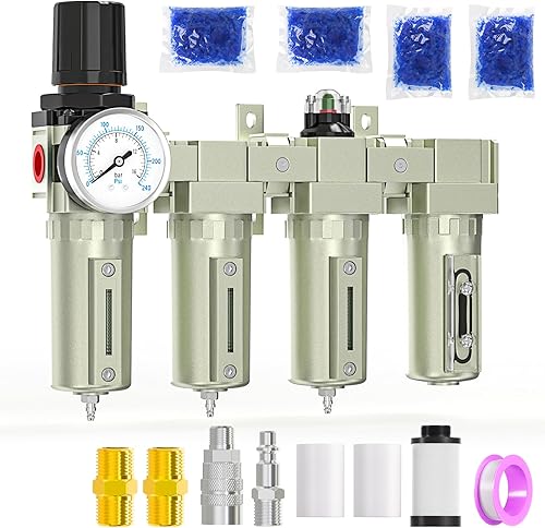 Sistema de secado de aire de 3 etapas de grado industrial NPT de 34 pulgadas, filtro coalescente, filtro de partículas, secador desecante y
