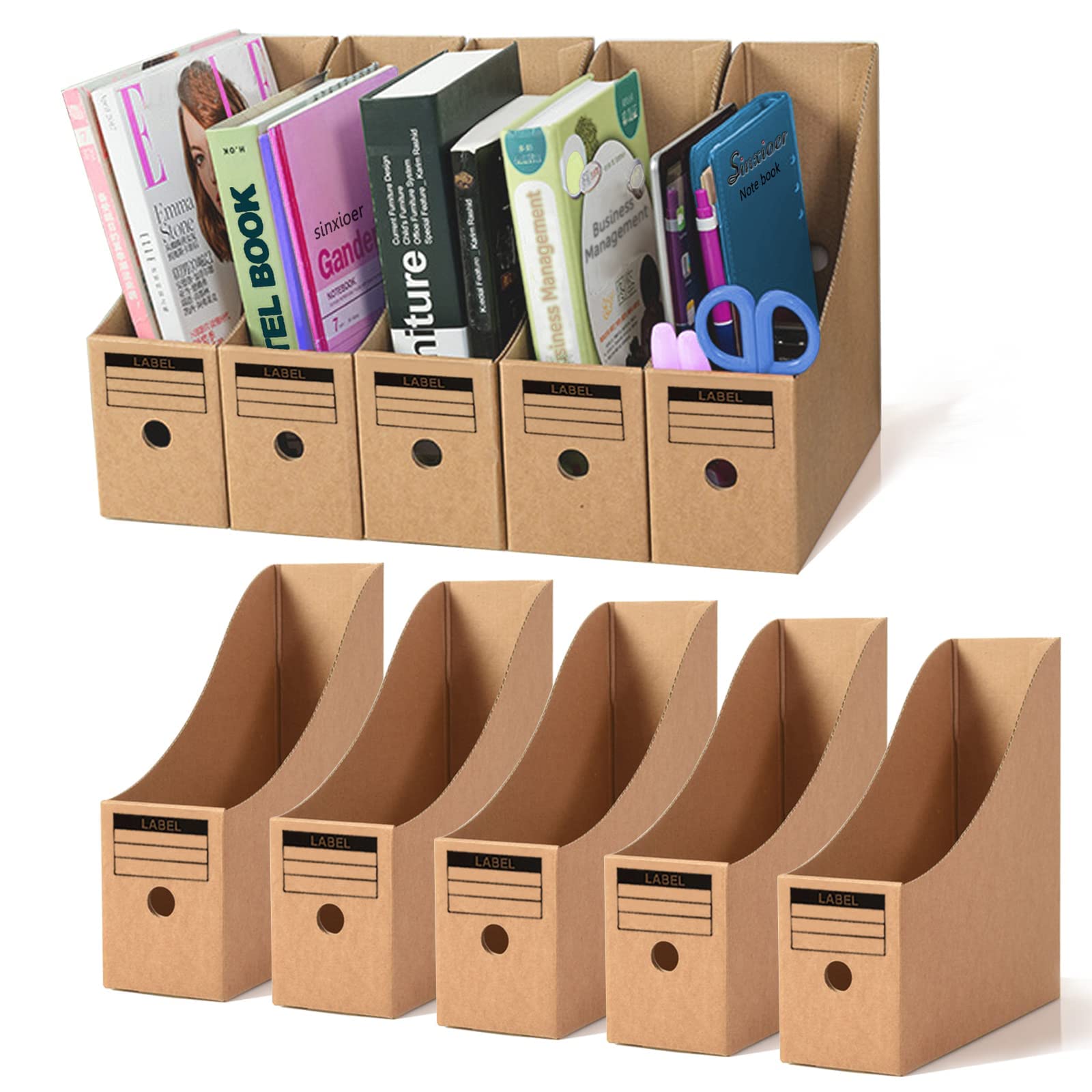 Porte revue bureau,porte revue carton Avec 2 languettes et des trous pour les doigts,Lot de 10 classeurs à revues A4 en carton rectangulaires