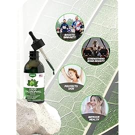 Chlorophyll Liquid Drops - 100% Natural Energy Booster and Immune Support - Internal Deodorant and Detox - Altitude Sickness Relief - Fast Absorption, Vegan & Non-GMO - 120 Servings (Pack of 1)